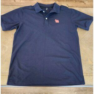 SINGHA Men Navy Short Sleeve Dragon Logo 100% Cotton Golf Polo Shirt L